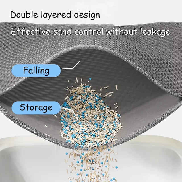 Cat Litter Mat Double Layer Waterproof Urine Proof Trapping Mat Easy to Clean Non-Slip Toilet Pad Cat Scratch Pad Large Foot Pad 3
