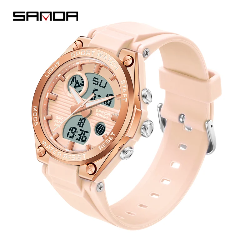 

SANDA Top Brand Fashion Women's Watches 50M Waterproof Sports Digital Quartz Wristwatch Casual LED Clock Relogio Feminino