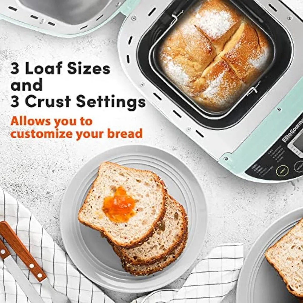 Programmable Bread Maker Machine 3 Loaf Sizes 19 Menu Functions 2 Lbs Mint USA