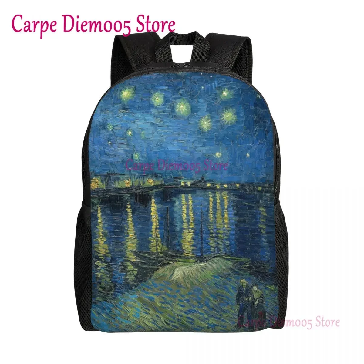 

Starry Night Over The Rhone Travel Backpack Men Women School Laptop Bookbag Vincent Van Gogh College Student Daypack Bags