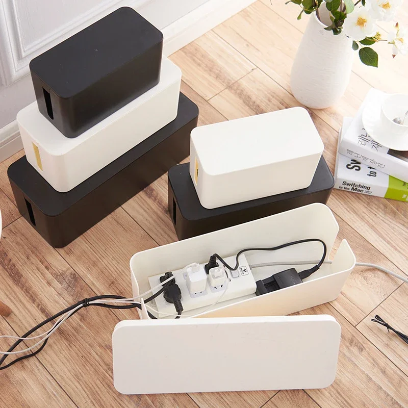 1 Pc Creative Simple Desktop Cable Box Bamboo Wood Cover Cable Box Plugboard Storage Box Power Cord Charger Storage Box 2