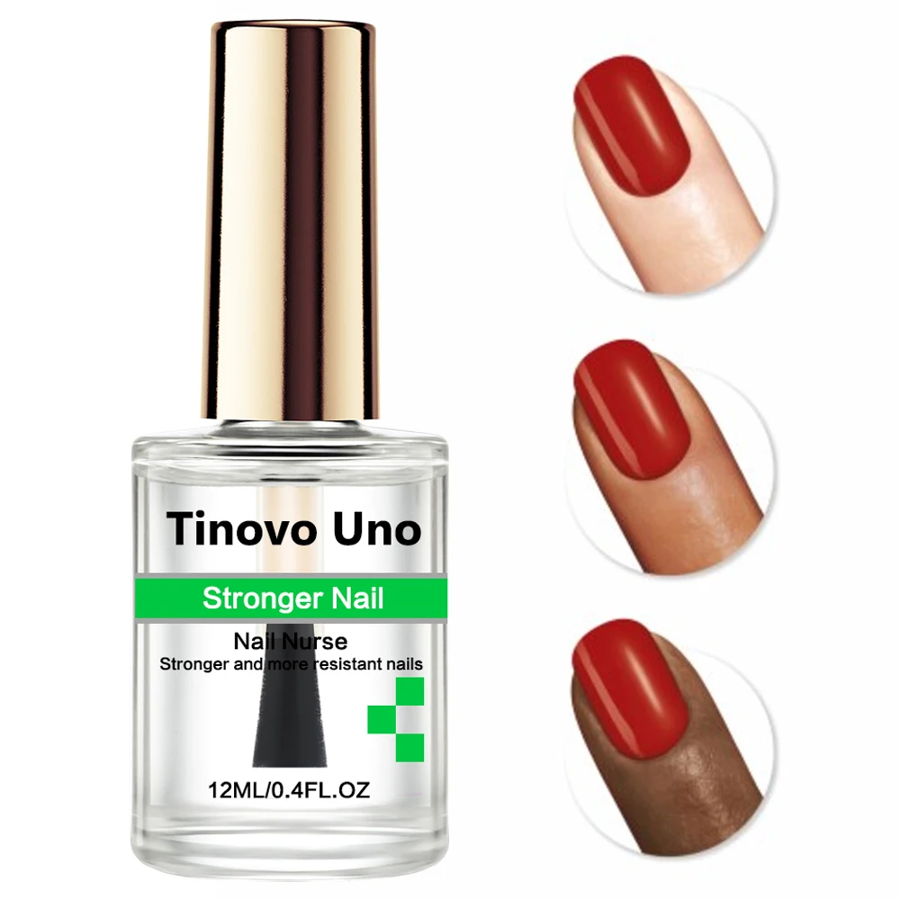 Tinovo Uno Stronger Nail Strengthener Clear Natural Dry Nail Hardener Bright Oil Polish Top Coat for Repair Thin Soft Nails 5