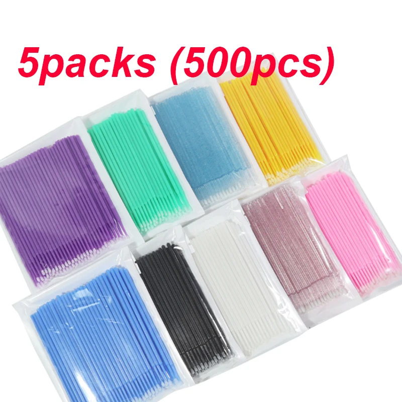 

500PCS/Lot Eyelash Brushes Cotton Swab Micro Individual Eyelashes Microbrush Removing Cleaning Lash Extension Supplies