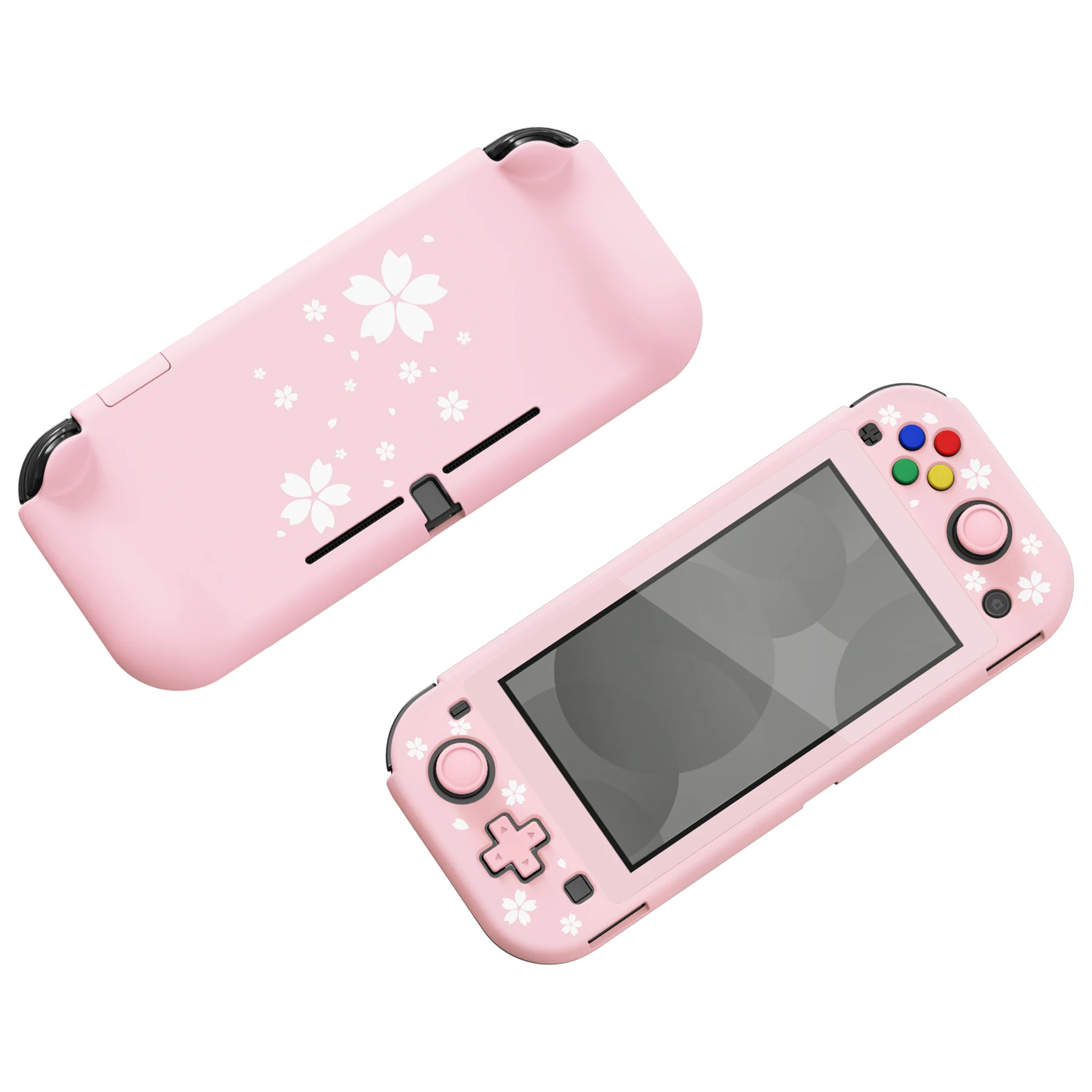 PlayVital ZealProtect Ergonomic Protective Case for Nintendo Switch Lite W/Screen Protector - Cherry Blossoms Petals