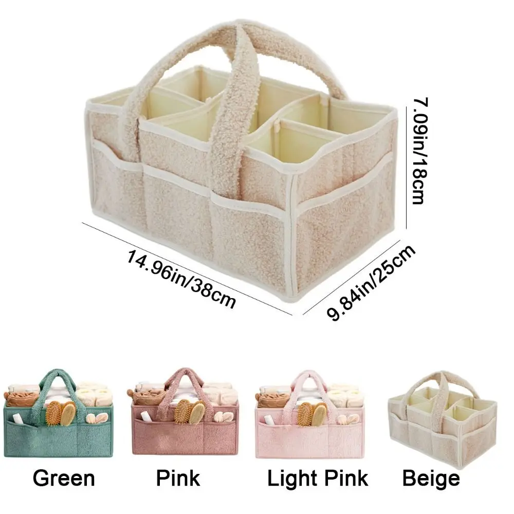 Multifunctional Baby Diaper Bag Large Capacity Removable Divider Baby Diaper Basket with Handle Diaper Storage Basket Newborn