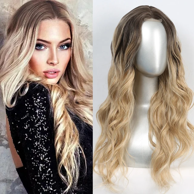 Synthetic Lace  Wigs For  Women  Middle Parting  26inch Long Wavy Hair Cosplay/Daily  3 Color optional   High Temperature Fiber 181-GX1017-R427613