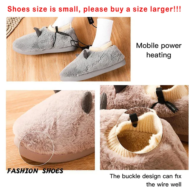 Elektromos Lábú Fűtő Papucs Usb Fűtött Láb Melegebb Hideg Megkönnyebbülés Plüss Meleg Téli Puha Mosható Cipő Ajándék - Image 4