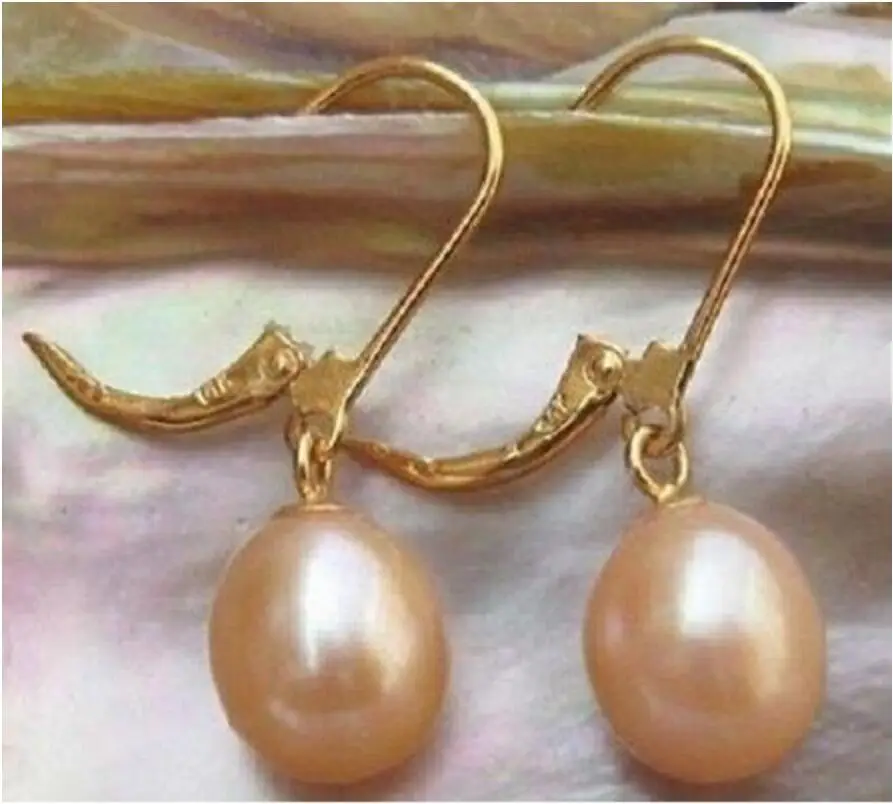 

real photos AAA++ 8-10mmpink Pearl Earring 14K/20 hook