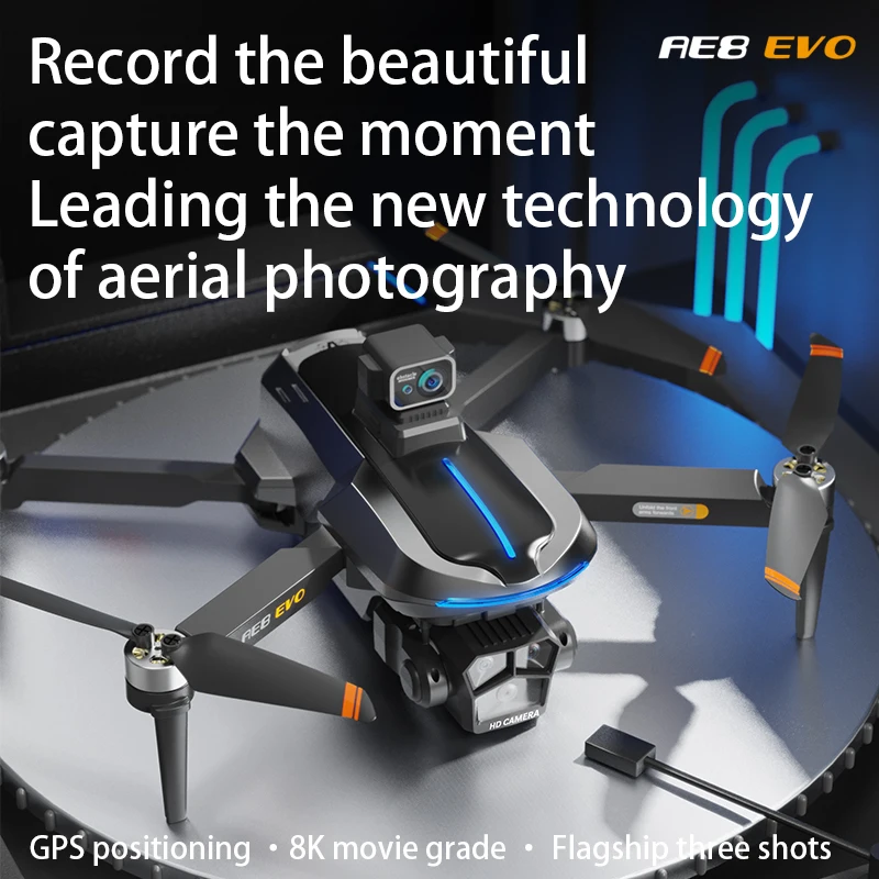 AE8 EVO 미니 드론 와이파이 FPV GPS 리턴 브러시리스 모터, 6K HD 듀얼 카메라, 360 ° 레이저 장애물 회피 RC 쿼드콥터 드론 장난감