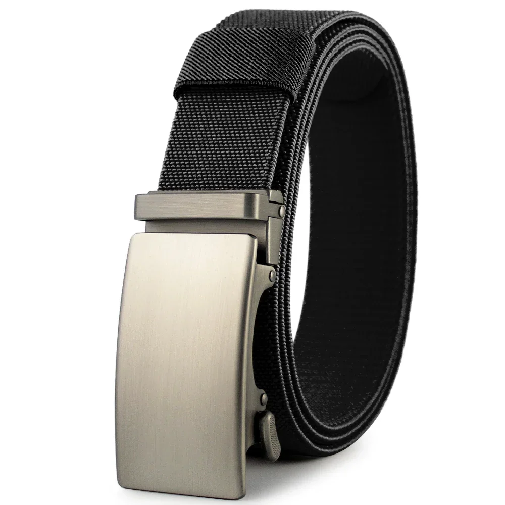 Versatile Stretch Nylon Belt with Auto-Lock Metal Buckle