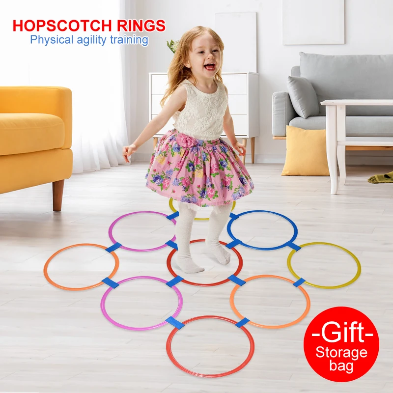 

Kids Sport Toy Hopscotch Jump Circle Rings Set Sensory Play Indoor Outdoor Games for Training Sports Fitness Entertainment Toys
