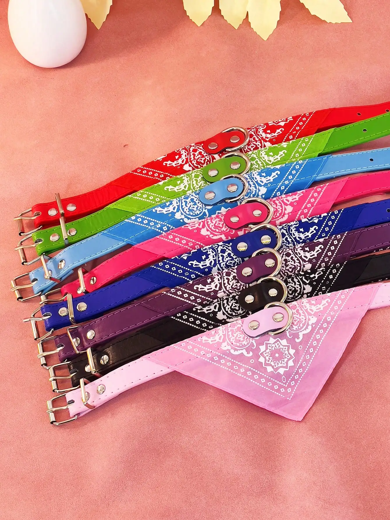 A Pu pet collar cat bow tie saliva towel dog collar printed triangle scarf dog cat universal