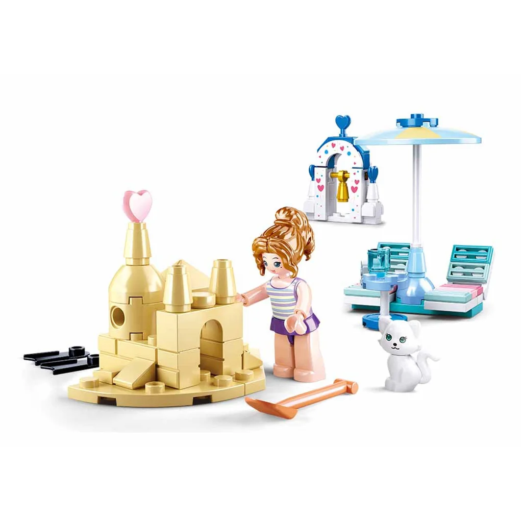 

Sluban Building Block Girl Friends Dream Honeymoon Travel Aegean Sea Beach 102pcs Educational Bricks Toy-Boy No retail box