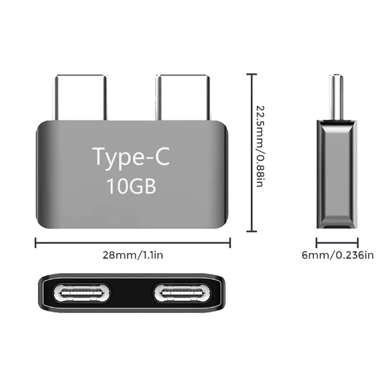 Dual Type-C Extender Adapter USB-C Thunderbolt 3 Female To Male Expansion Adapter 40Gbps PD 5K Video For  Pro Air images - 6