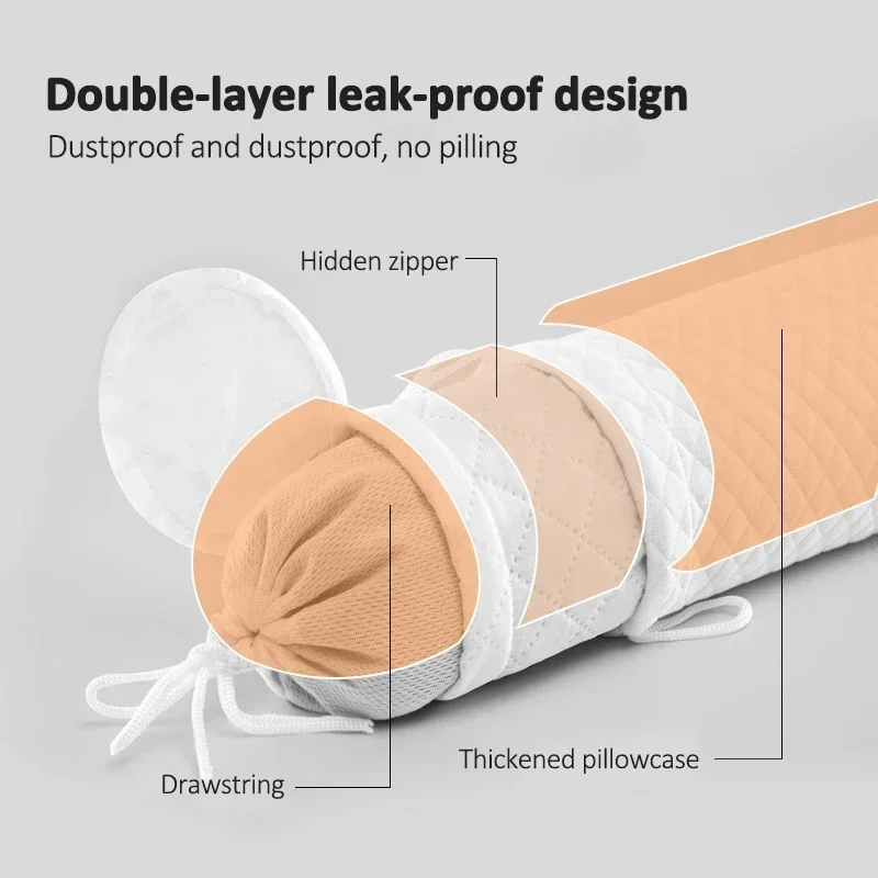 Round Neck Buckwheat Pillow Neck Support Cervical Pillow Buckwheat Hulls Filling Bolster for Cool Sleep Neck Support 43x10cm 4