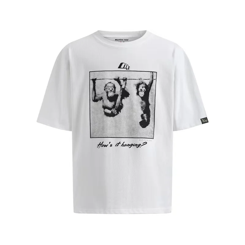 Short Sleeve Martine Rose Box Cartoon Monkey Digital Print T-shirts Men Women White High Quality O-neck Loose T Shirt Print Tag