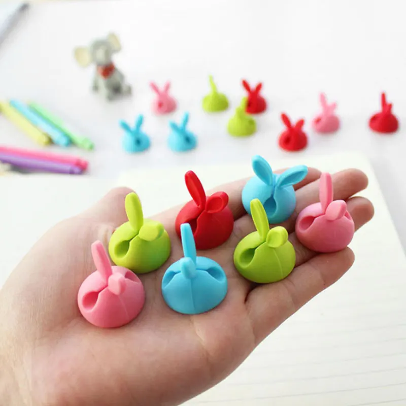Winder Wrap Cord Cable Storage Desk Set Rabbit Shaped Wire Clip Organizer Space Saving Desk Accessories Office Supplies 4pcs/bag