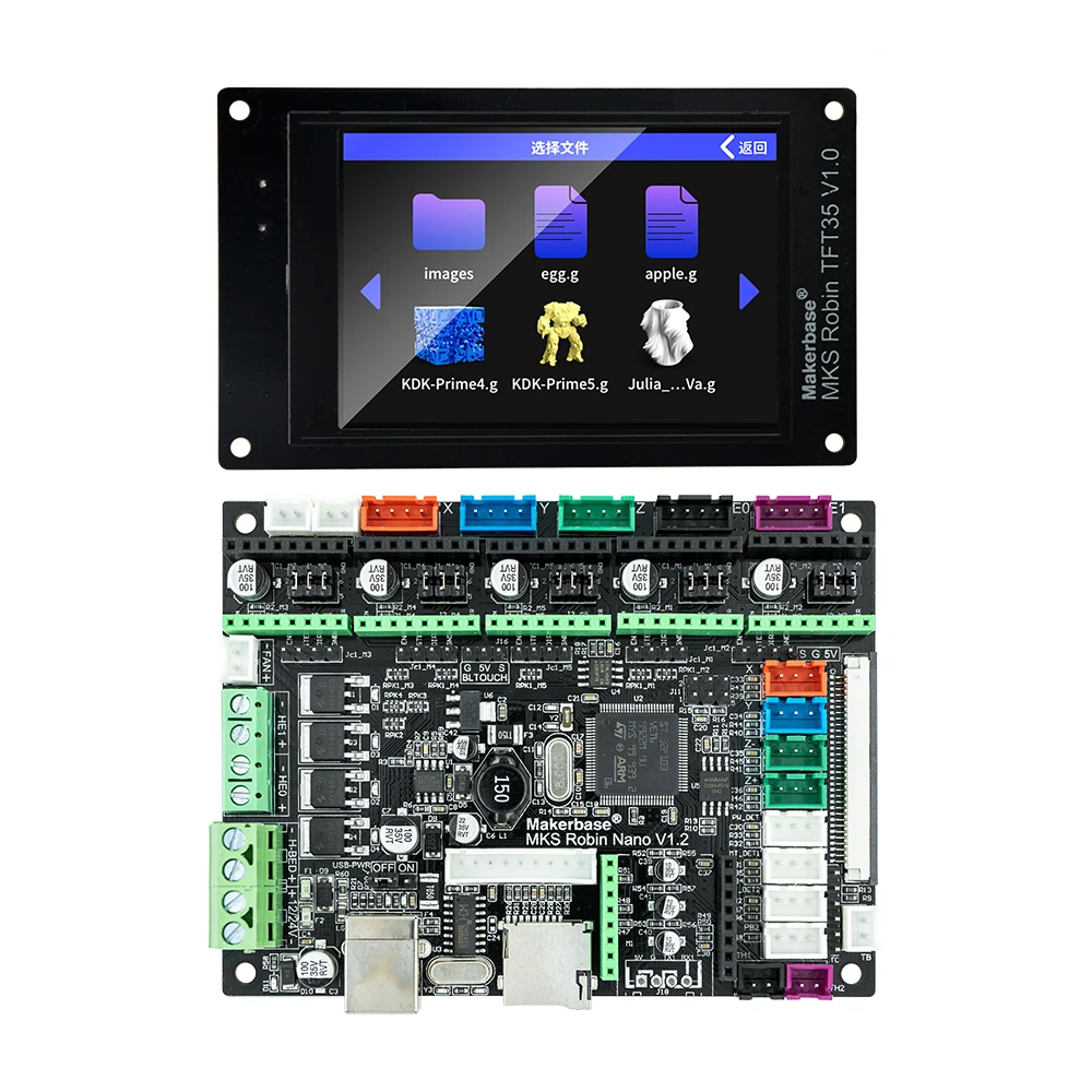 Makerbase 3D 프린터 제어 보드, MKS Robin Nano V1.2, 32 비트 마더보드, Marlin2.0 지원, TFT 3.5 인치 터치 스크린 