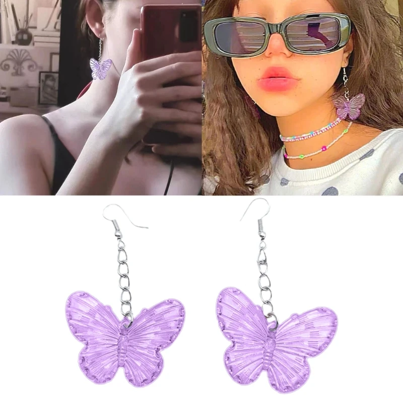 

Delicate Drop Ear Rings Dangle Hook Earrings with Butterfly Pendant Charm, Fashionable Earwear Jewelry for Girls Lady