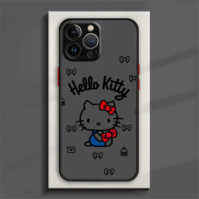 thumbnail image 1 of Sanrio-funda de Hello Kitty para teléfono, carcasa translúcida esmerilada para iPhone 15, 14, 13, 12, 11 Pro Max, mini, XS, XR, X, 8, 7, 6 Plus, SE, 1 of 5