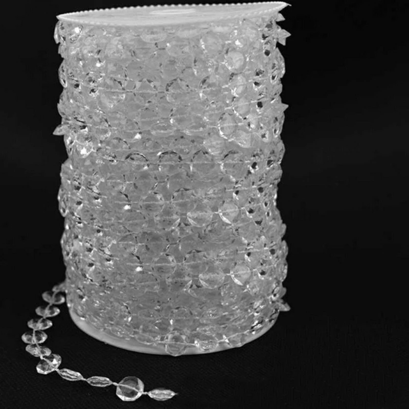 10M Acryl Kristall Perlen Vorhang Klare Girlande Strang Hängende Ketten Für Party Hochzeit Fenster Balkon Garten DIY Dekoration – Detail 3
