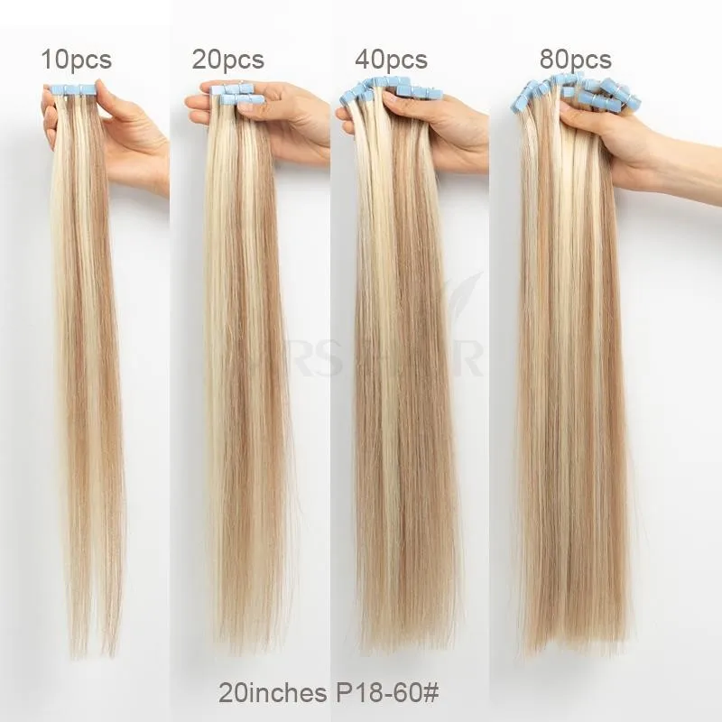 Human Hair Extensions Hair Extensions 06# Medium Brown Invisible Tape Hair Extensions Hand Tied Tape in Hair Extensions Human Adhesive Extension 10pcs/pack
