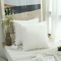 Cushion Pillowslip Soft Velvet Decorative Cushion with Ball Home Decor for Sofa Set Bedroom Pillowcase Blue Pink Pillow 3