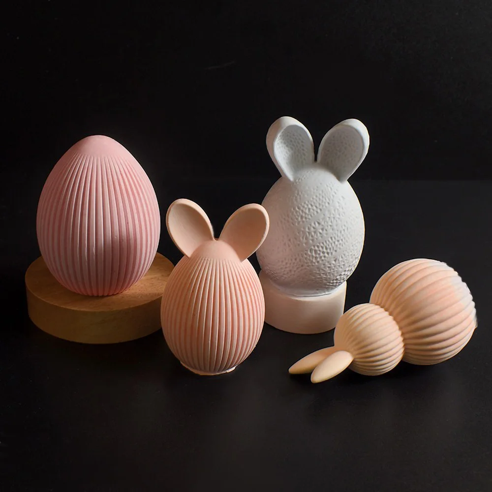 Premium Safe Easter Bunny Egg Shape Silicone Mold DIY Craft for Scented Candle Plaster Non-Toxic Resin Chocolate Making Supplies