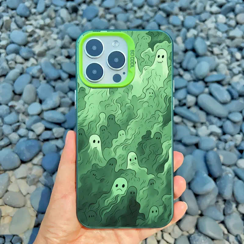 Niedliche Geister-Handyhülle für iPhone 13 12 11 Pro Max 13 Mini 17 16 15 14 Plus Pro Max Luxuriöse Modische Stoßfeste Laser-Schutzhülle – Detail 10