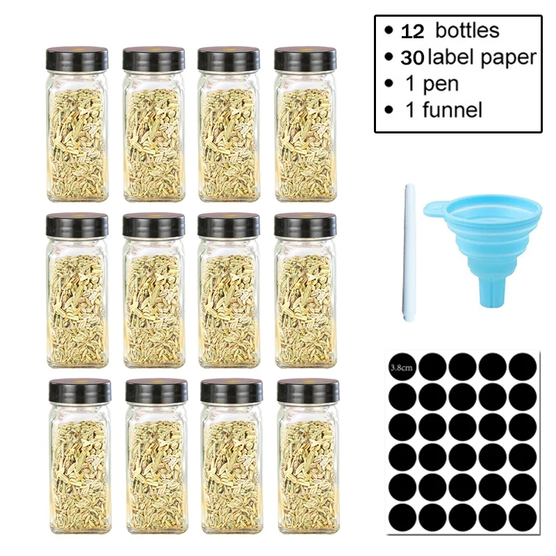 Glass Spice Jar Seasoning Box Lid Condiment Pot Seasoning Bottle Glass