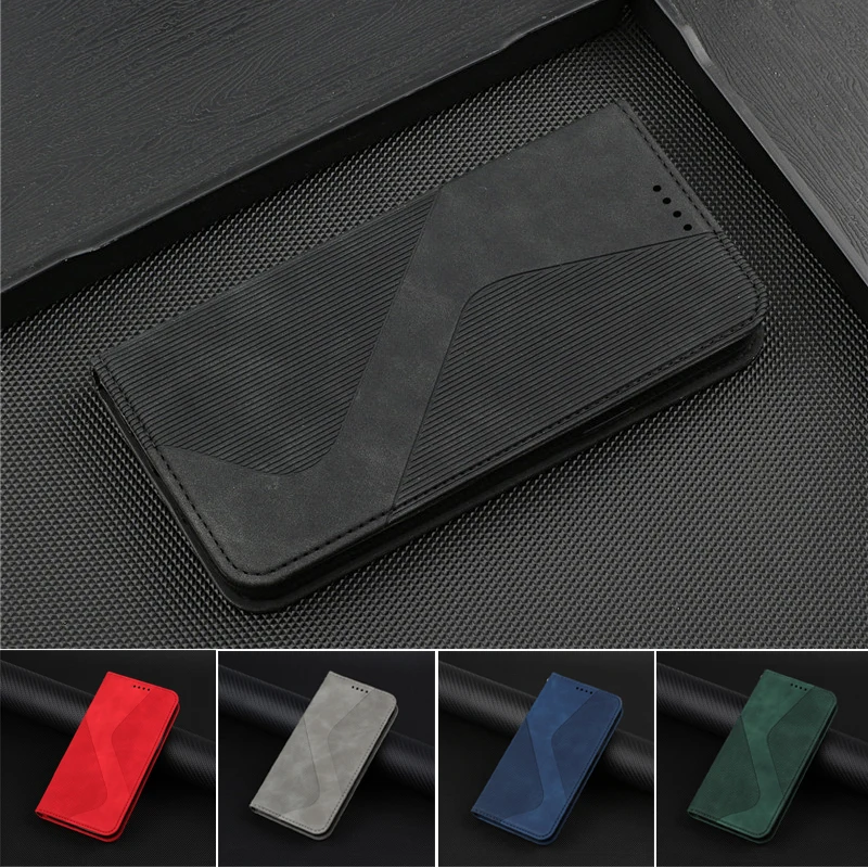 Magnetic Leather Book-Style Wallet Phone Case with Flip Stand
