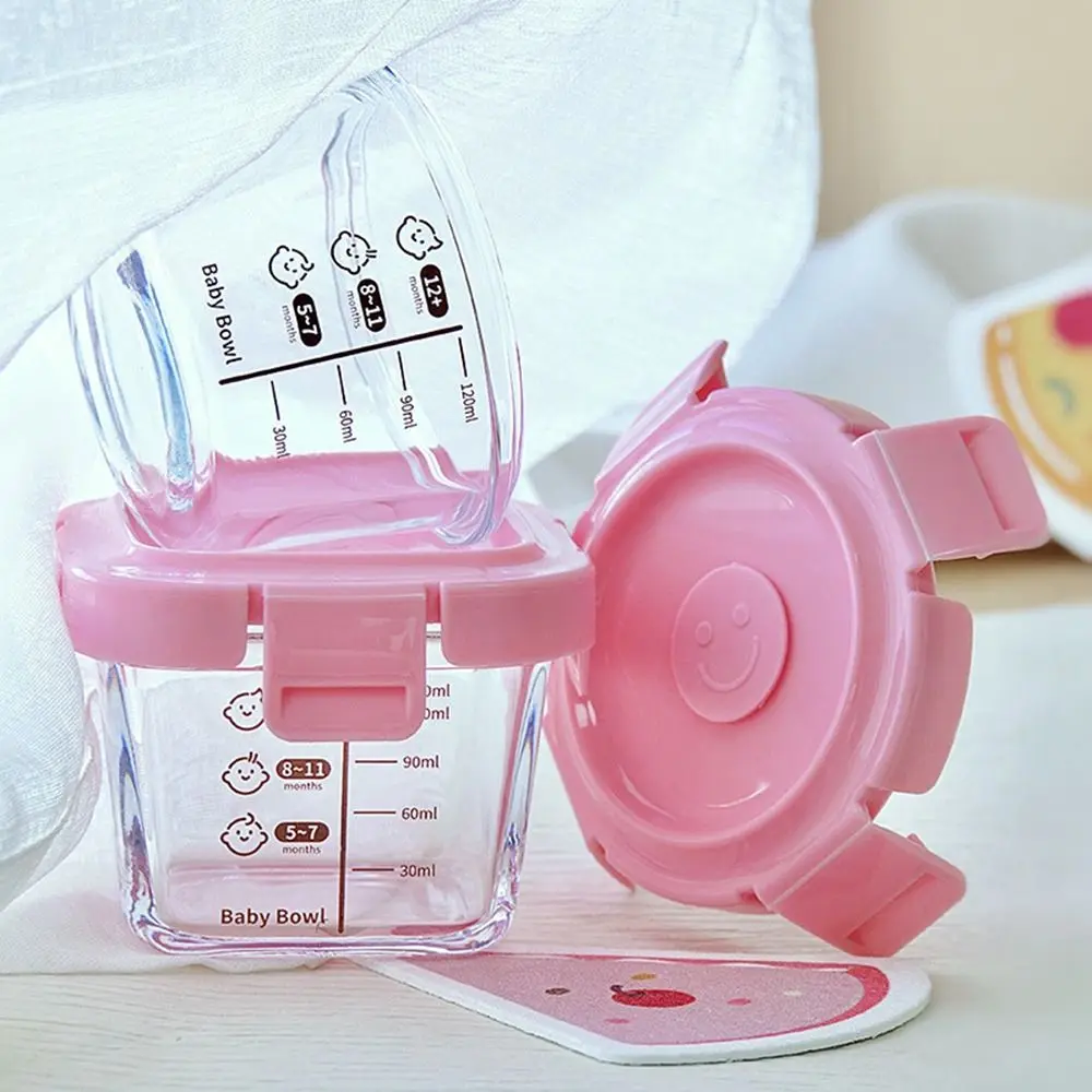170ml Glass Food Storage Box Frozen Baby Food Glass Cup Baby Storage Jar for Little Ones Microwave Safe