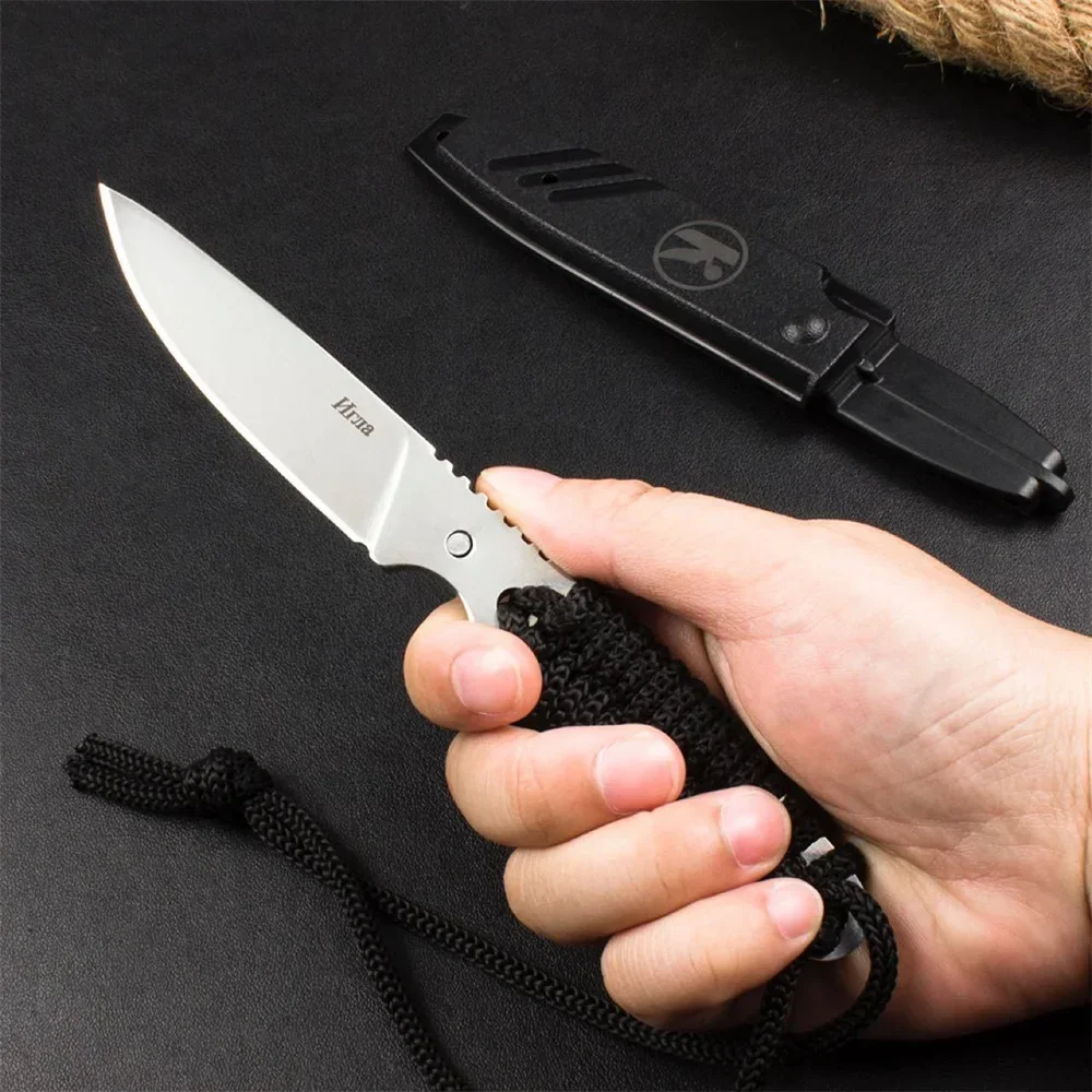 

Outdoor Russian Kizlyar Igla Fixed Blade Knife Carbon Steel Blade Paracord Handle Rescue EDC Tool Knives Gift ABS Sheath&Rope