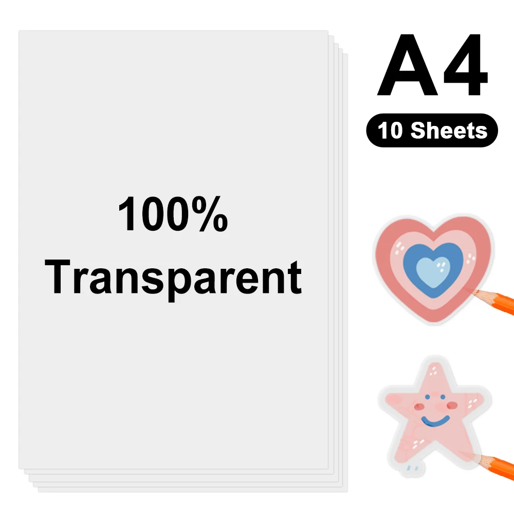 10 Sheets Printable Vinyl Sticker Paper Transparent Letter Size Adhesive Vinyl  Paper Sticker Clear PET Label Paper Waterproof - AliExpress