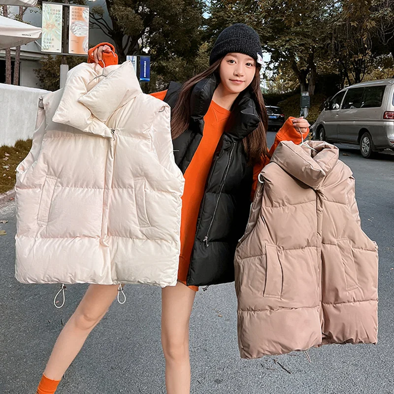 Autumn Winter Women Thick Vest Coat Casual Women Sleeveless zipper Waistcoat Thicken Vestcoat Warm Solid Sleeveless Jacket