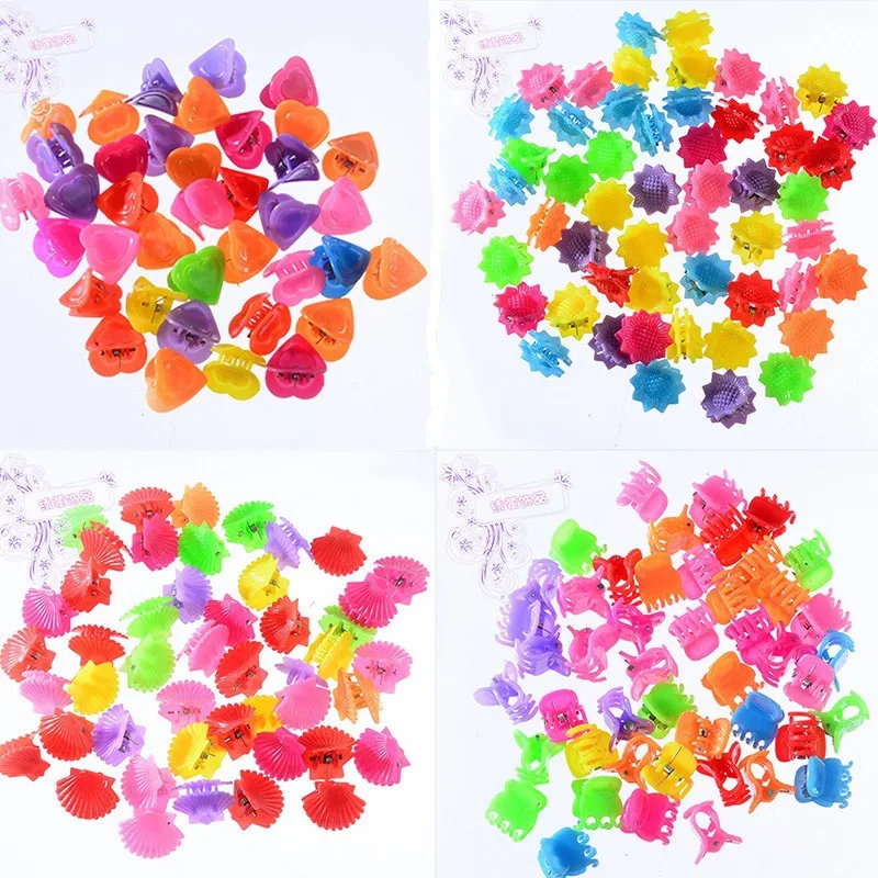 

20pcs Girs Cute Colorful Flower Star Crown Small Hair Claws Lovely Hair Decorate Claw Clips Hairpins Kids Sweet Hair Accessories