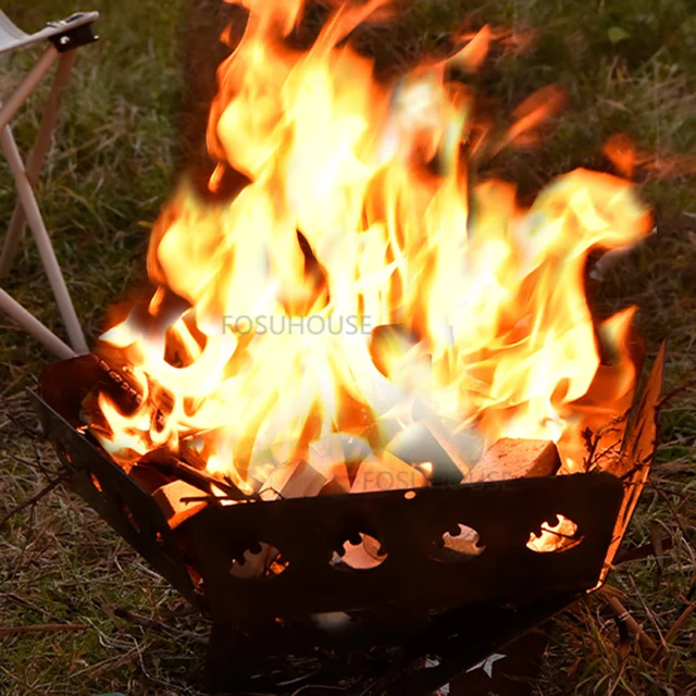 Háztartási Bbq Grill Nordic Rozsdamentes Acél Tűz Pit Kültéri Fűtéshez Multifunkció Foldjon Kemping Tábortűzállvány U - Image 5