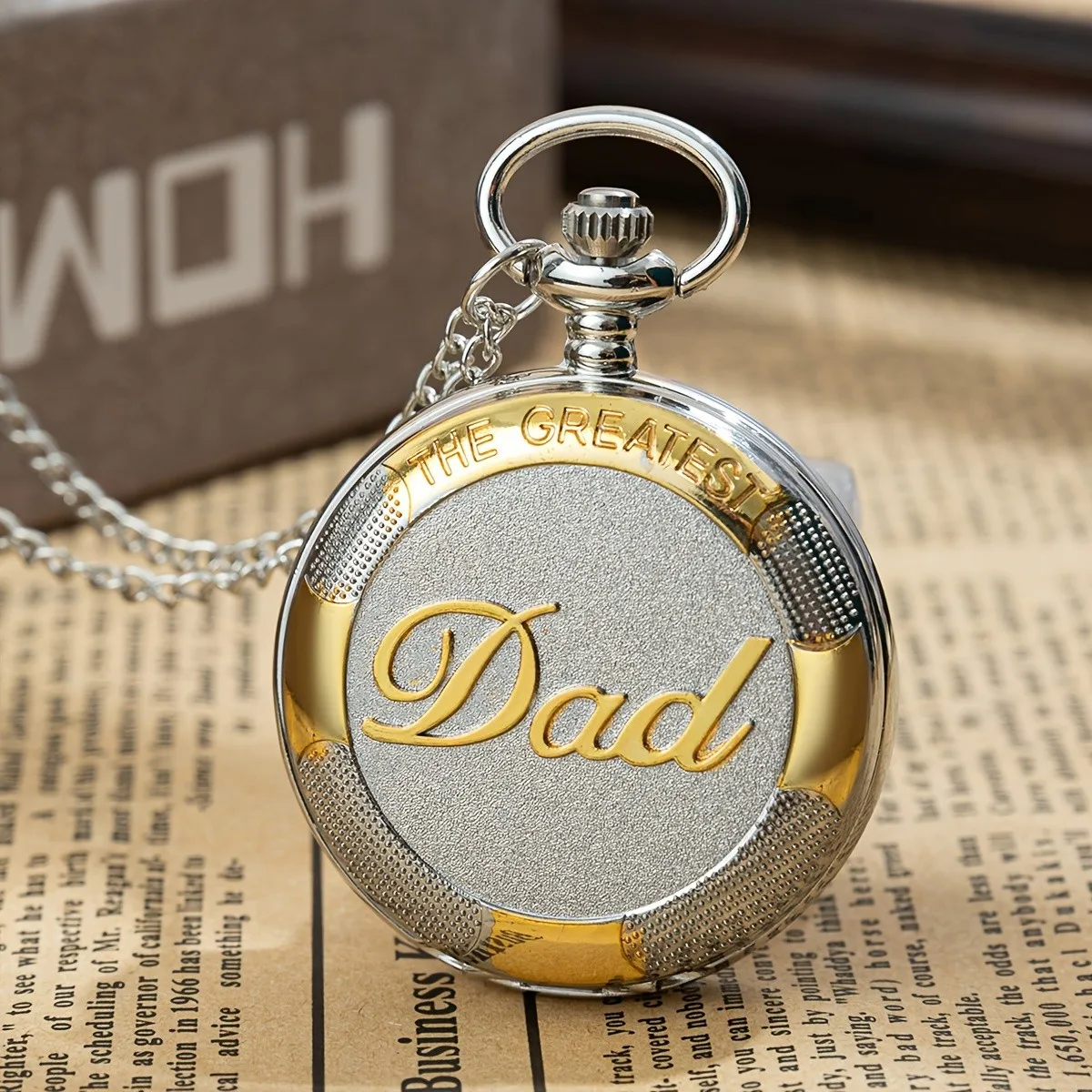 절묘한 The GREAST DAD 실버 골드 컬러 쿼츠 회중 시계 아빠를 위한 최고의 아버지의 날 생일 선물, 향수 시계