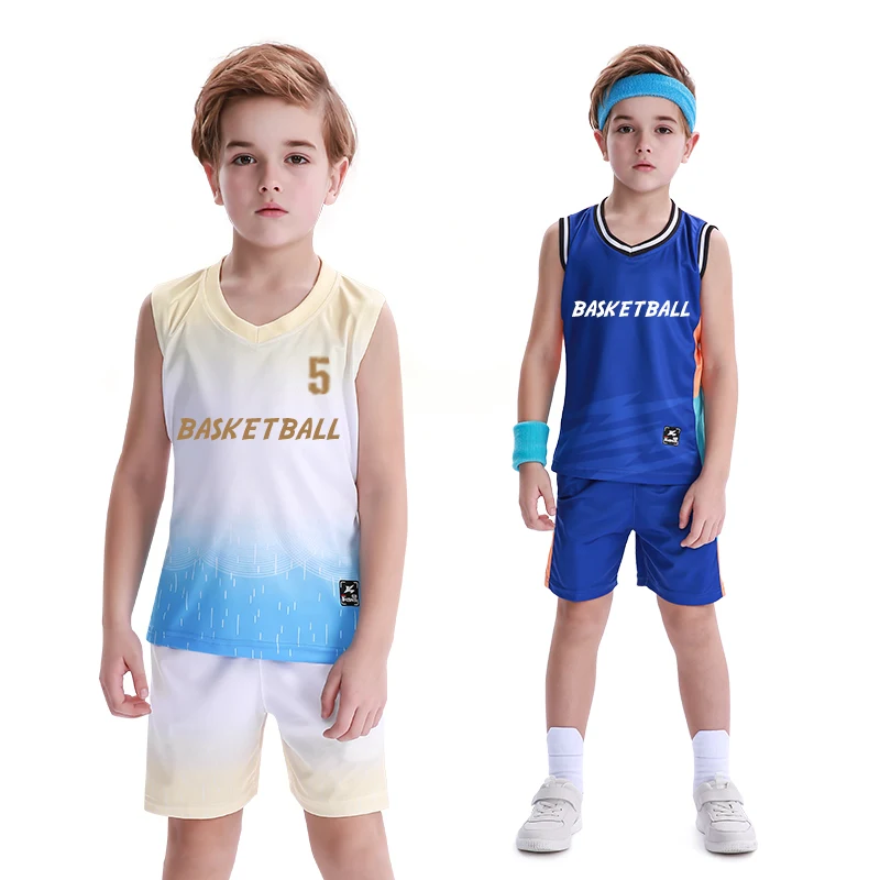 Kids Basketball Shirt Primary School Basketball Jersey Top Breathable Sleeveless Shirt Short Suit For Children