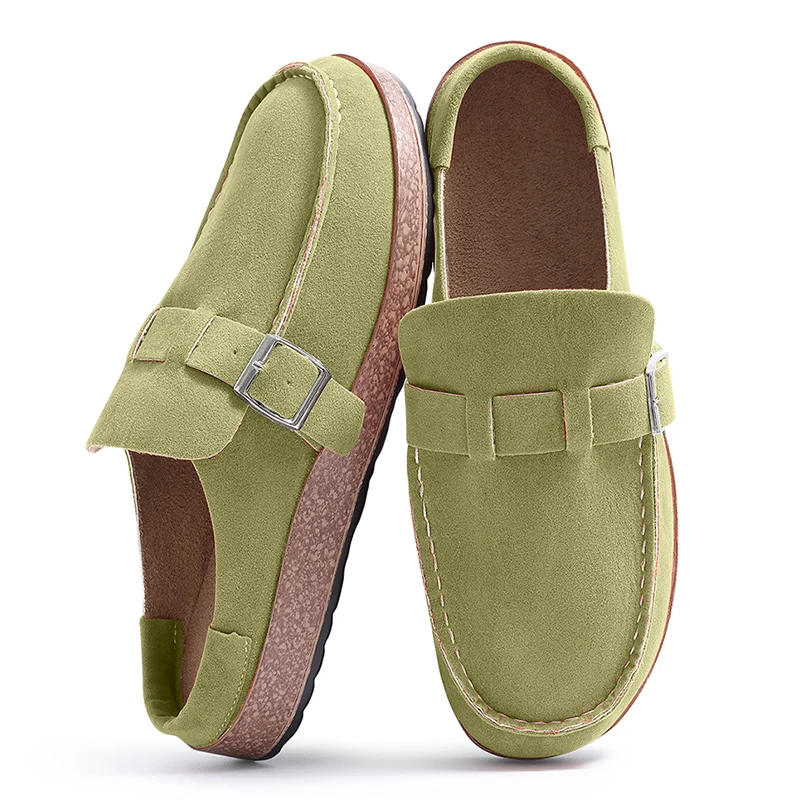 Evshine Sabots de mode pour femmes Pantoufles avec boucle réglable Semelle intérieure souple Mules plates pour hommes Chaussures de plage en daim Pantoufles de maison confortables 1