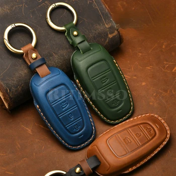 3 Btn Retro Leather Car Key Fob Cover per Hyundai Solaris Sonata Hybrid NEXO NX4 New Grand Santa Fe Tucson 2020 2021
