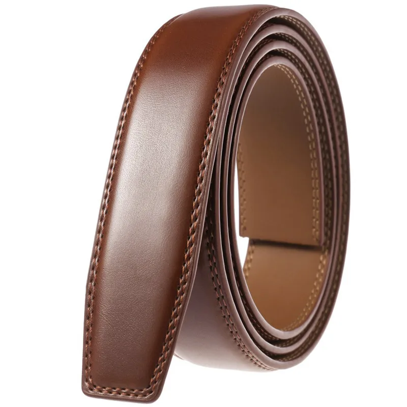 

LannyQveen New 3.5CM Belt Without Buckle Genuine Leather Automatic Belts Designer Men ratchet belt