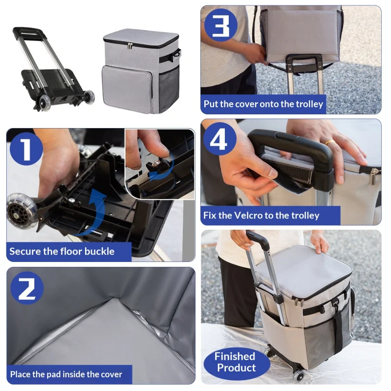 New Oxford Cloth Trolley Insulated Ice Bag Large Capacity Outdoor Portable Cooler Box for Street Vending