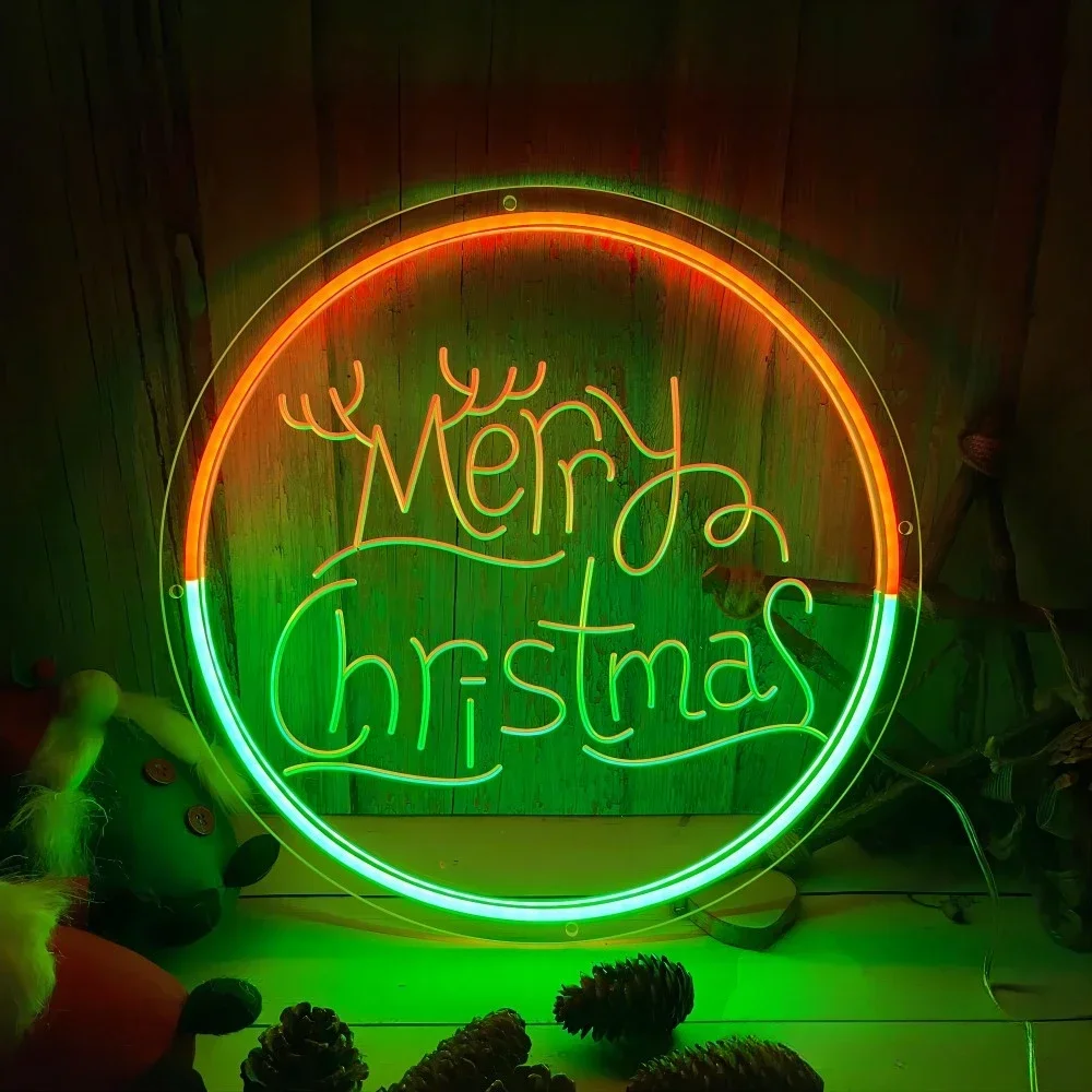 

Merry Christmas Neon Sign Engrave Personl LED Lights For Christmas Gifts Decoration Room Decors Aesthetic Support Customized