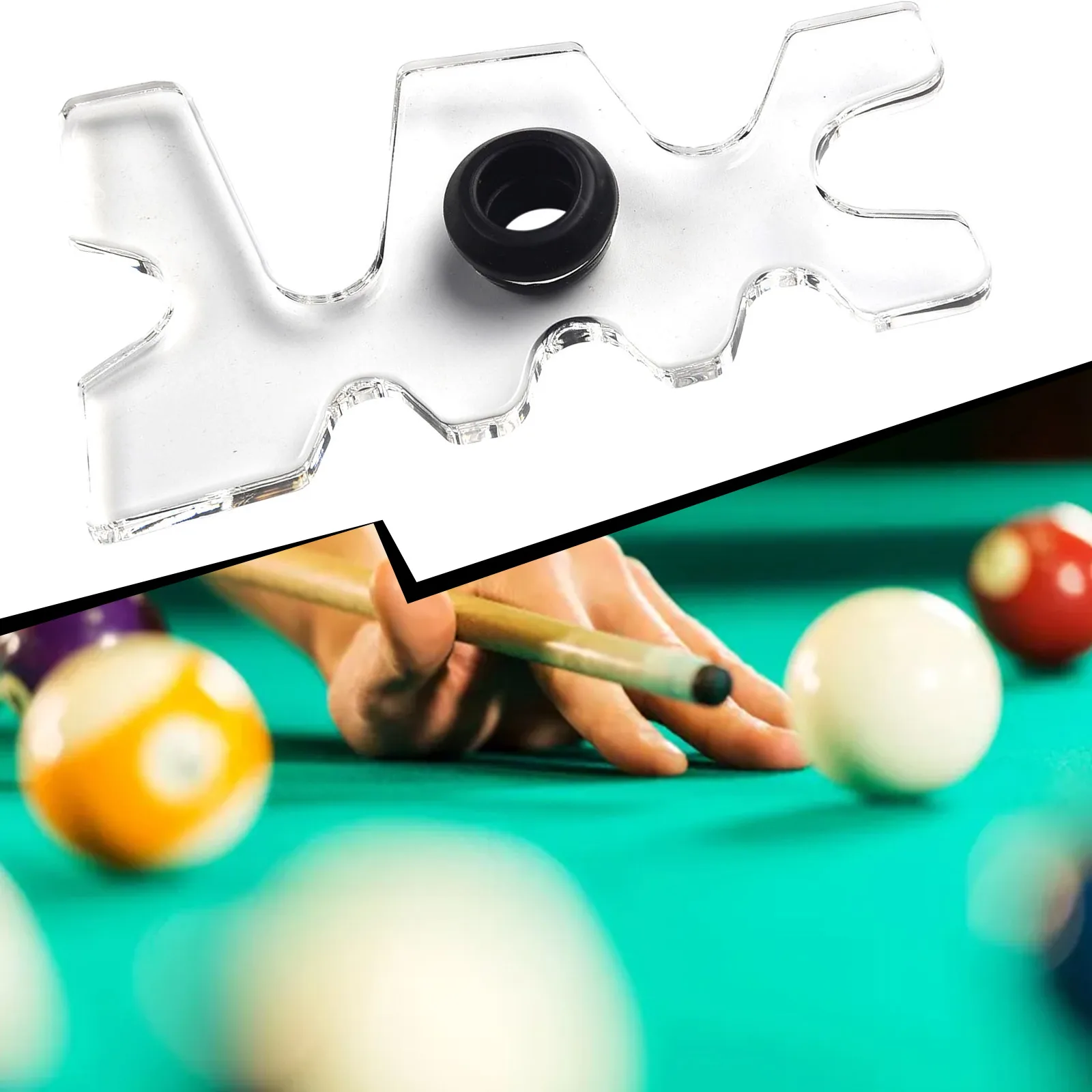 Billiard Shaft Billiard Bridge Stick Transparent Billiard Cue Bridge Rest Clear Pool Snooker Cue Head Holder Adjustable Height Rubber Grommets