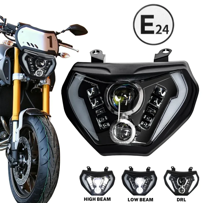 

LED Headlight Assembly w/DRL For Yamaha MT07 2018 2019 MT09 2014 2015 2016 E-MARK Motorcycle Headlamp High Low Beam Accessories