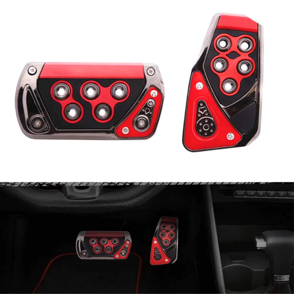 Car Pedals 2PCS ABS Transmission Car Foot Brake Pedals Cover Fuel Gas Foot Pad Set Kit Non-Slip