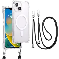 Magnetic Crossbody Lanyard Case with Adjustable Wireless Charging and Clear Cover for iPhone 17 Pro (Clear)