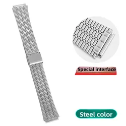 Enhanced Stainless Steel Watch Band - 18mm Metal Bracelet for Small Square Watches, Waterproof Design for Men (Silver strap)