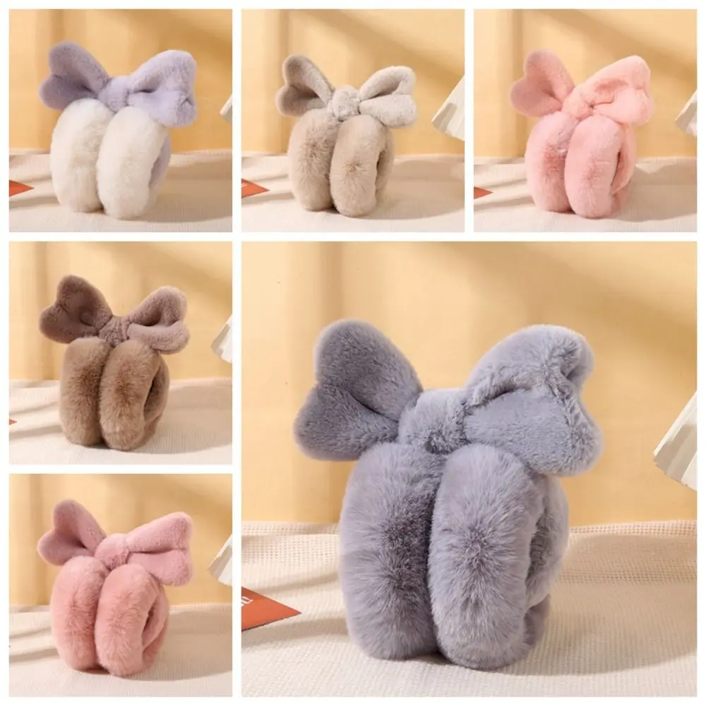 Foldable Plush Earmuffs kawaii Ear Protection Wind Proof Bowknot Ear Earmuffs Earflap Keep Warmer Winter Ear Cover Student